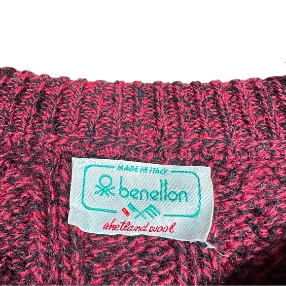 BENETTON Vintage Oversized Shetland Wool Chunky Cable Knit Sweater - Picture 12 of 13